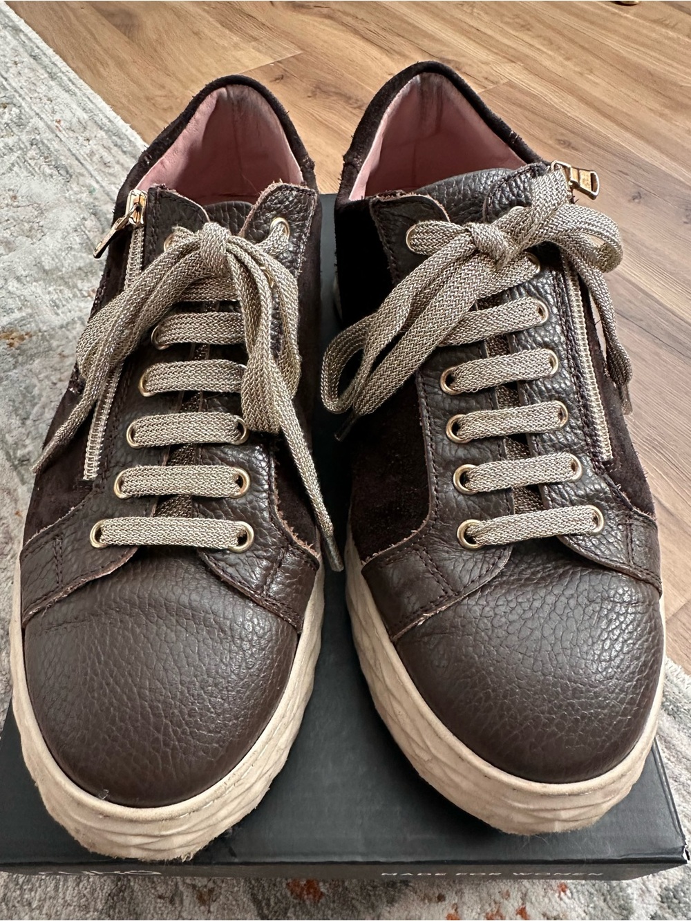 Sole Bliss Chocolate brown leather and suede Sneakers Size 40